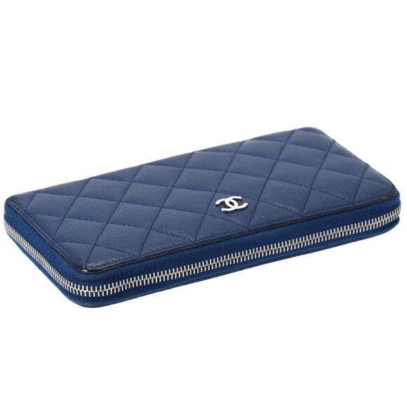 CHANEL Classic Matelasse Long Wallet A82370 Navy Caviar Leather - Picture 3 of 6